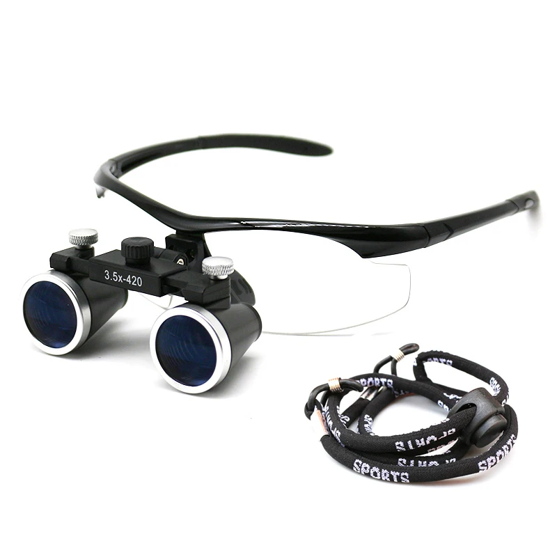 Magnifying Glasses 2.5/3.5X420mm Galilean Binocular Magnifier Dentistry Surgical Loupes+LED Medical Dental Headlamp