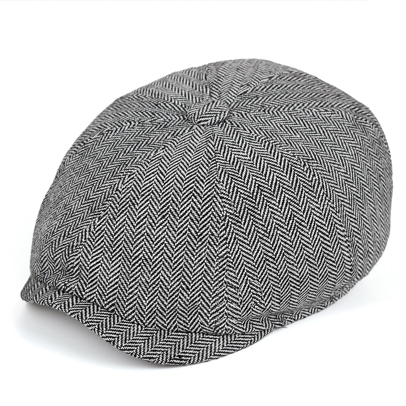Men beret vintage Herringbone Gatsby Tweed hat Newsboy Beret Hat spring Flat Peaked Beret Hats image 6