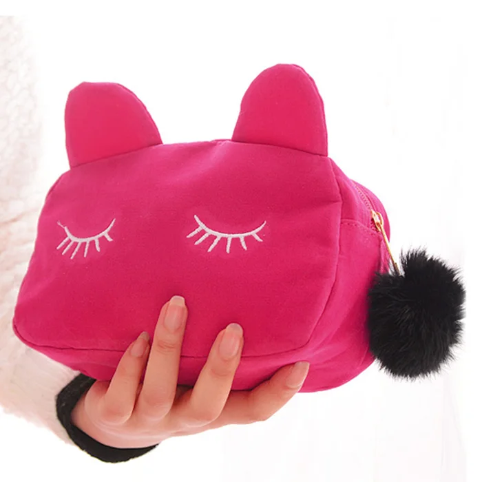 Trousse de maquillage pour femmes, nouvelle mode, Sac à cosmétiques en pièces de monnaie de chat de dessin animé mignon, Portable, stylo de toilette de voyage, pochette à fermeture éclair