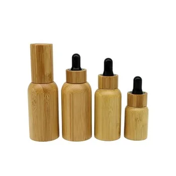 

50ml Essential Oil Vial Dark Brown Glass Empty Cosmetic Container Bamboo Shell 30 ML Dropper Bottle Essence Refillable Bottle