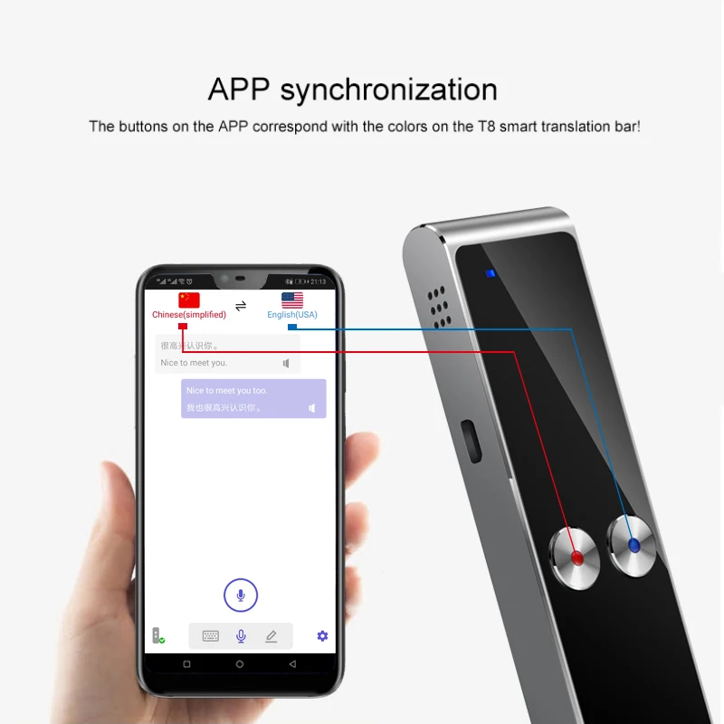 Accurate Translator High Recognition Ability 2-way Instant Translate 40+ Languages Long-time Use Voice Translation Lightweight