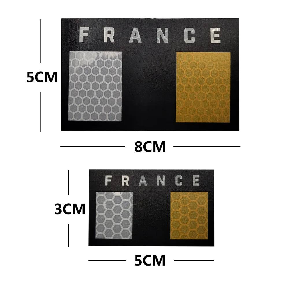 NEW France Flag IR Infrared Embroidered Patches Tactical Military Patch Nylon Reflective French Flag Emblem Embroidery Badges