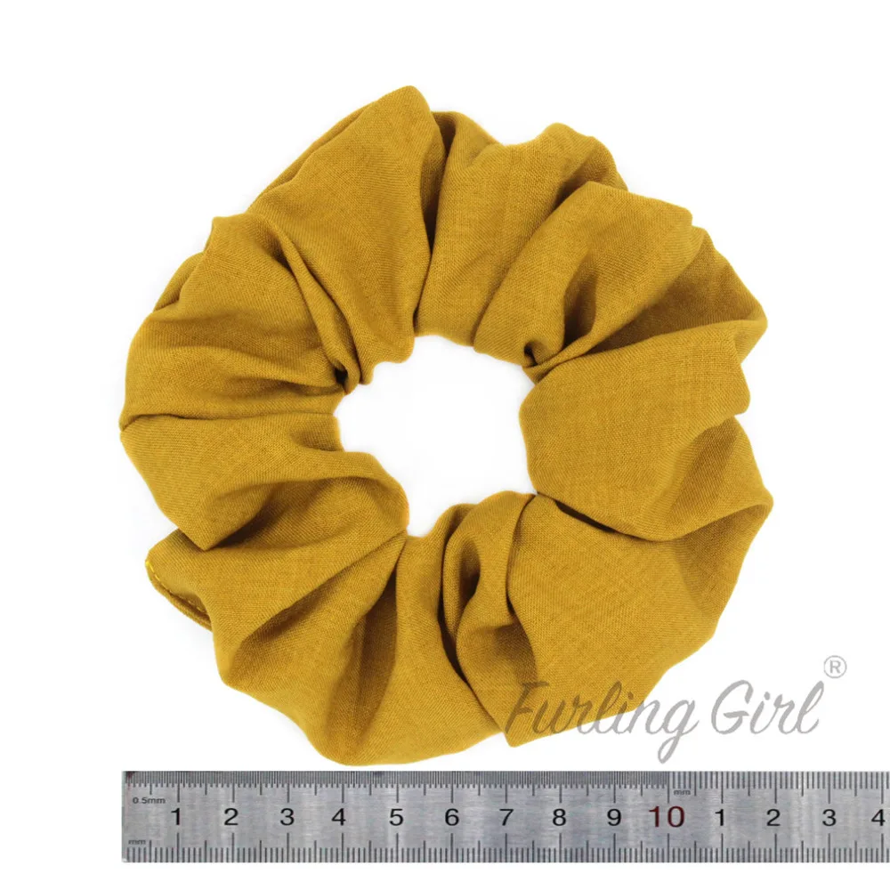 Furling Girl 1 PC Cotton and Linen Fabric Elastic Hair Bands Solid Colors Hair Scrunchies Hair Bun Holder for Woman Hair Ties