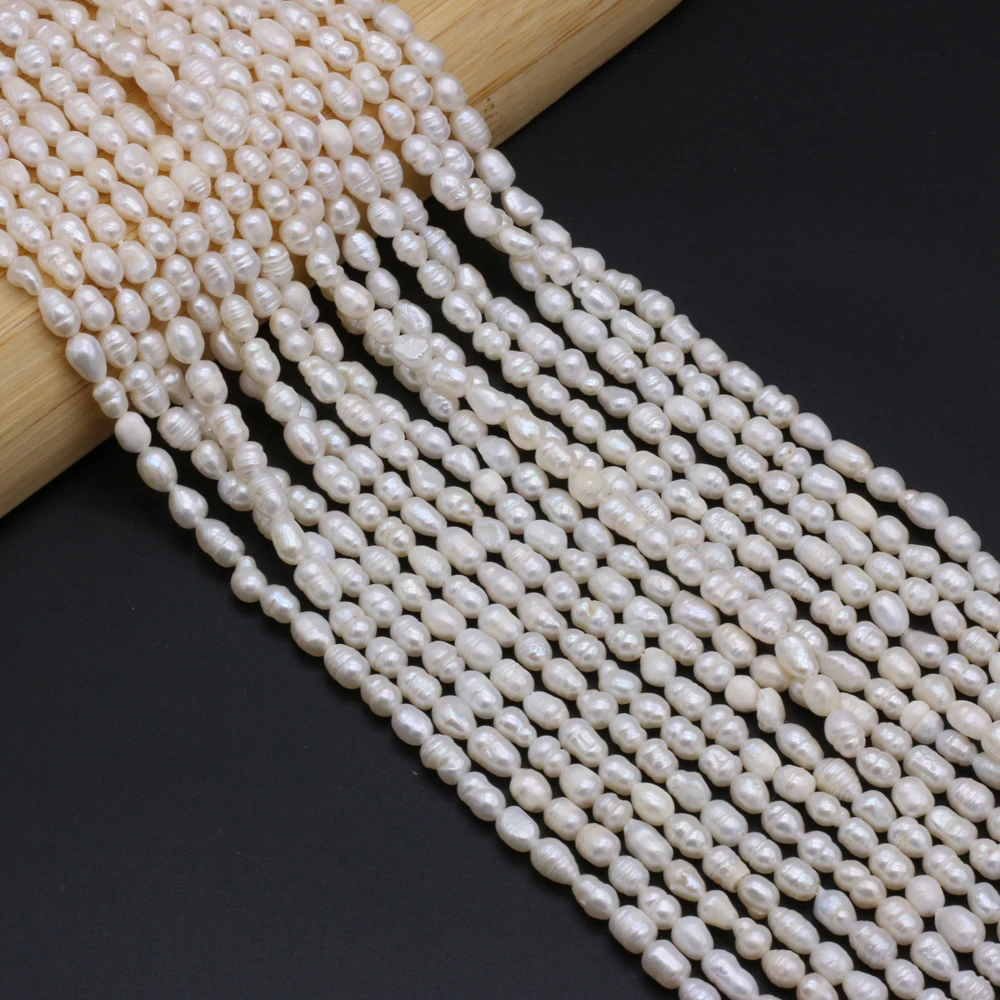 Natural Freshwater Quality Pearl Rice Beads White Round Loose Pearls For DIY Charm Bracelet Necklace Jewelry Accessories Making