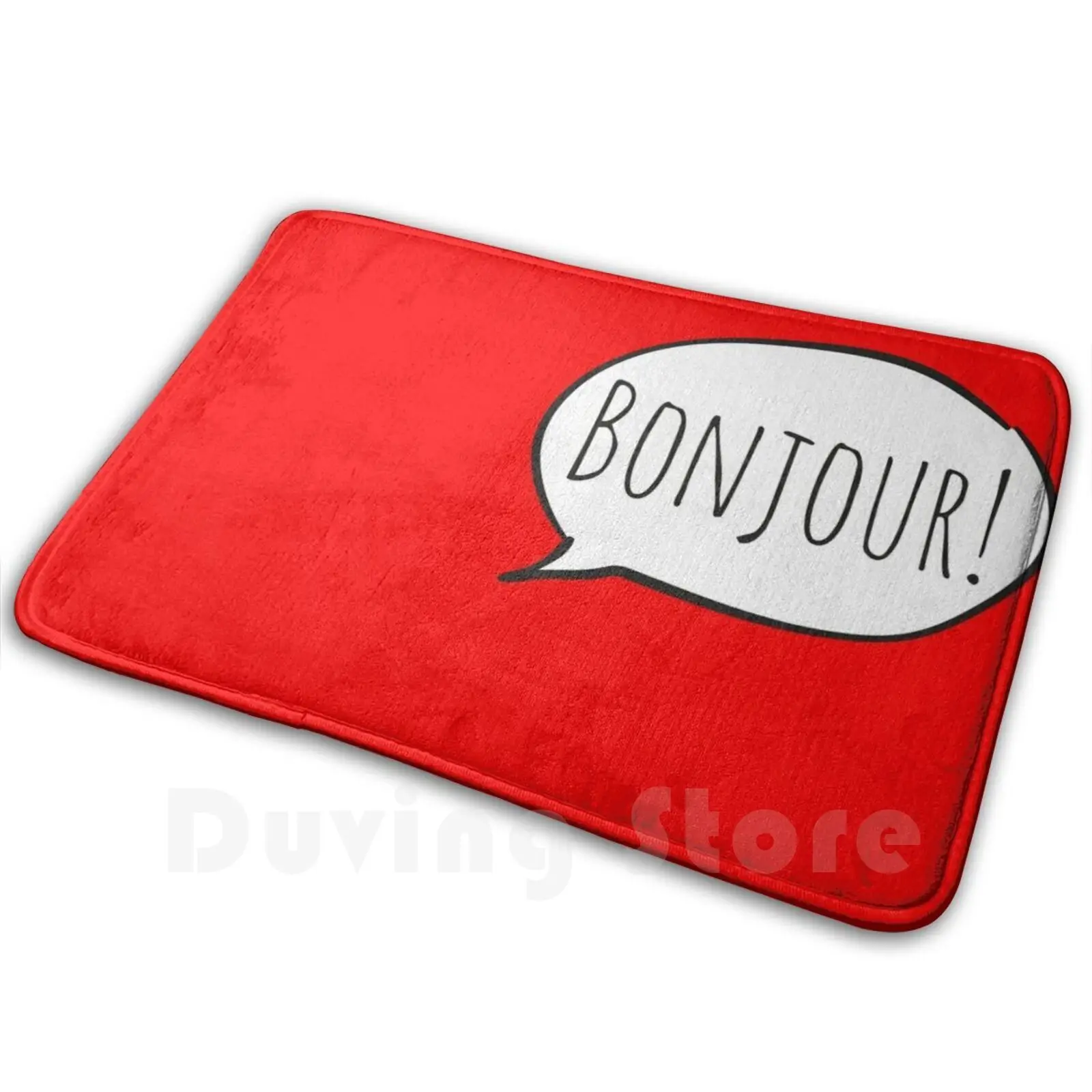تشجيري بونجور! مع فقاعة الكلام البيضاء (فران؟ Ais / French ) سجادة سجادة ناعمة غير قابلة للانزلاق، وسادة سجادة Bonjour Say Bonjour #1