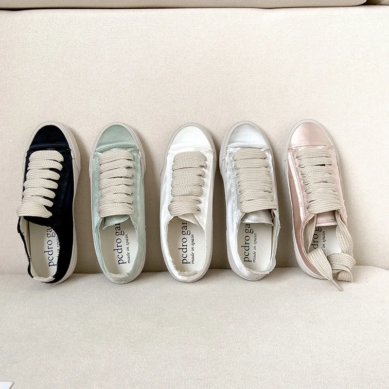 Chaussures plates en Satin, chaussures en soie espagnole, semelles souples, rehaussement intérieur, petites chaussures sales, nouvelle collection