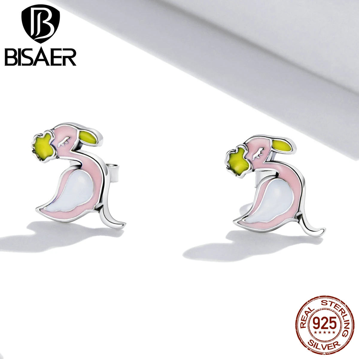 BISAER 925 Sterling Silver Women Earrings Cute Corgi Orioles Animals Funny Gift Cartoons Mini Earrings Lovely Jewelry ECE1276