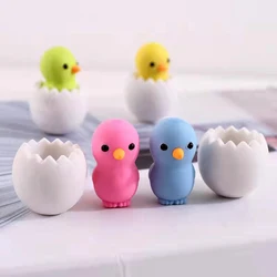 4Pcs Cute Cartoon Chick Shape Rubber Eraser Student Learning Stationery for Child Creative Novelty Pencil Erasers New Stationery