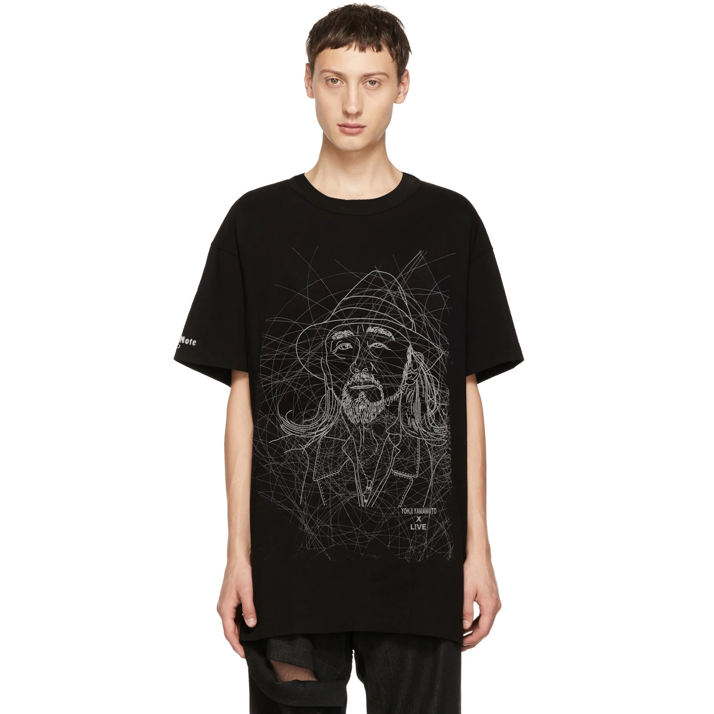 Single size human head abstract print loose short sleeve T-shirt