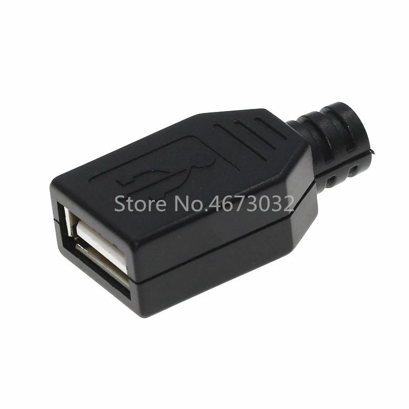 10PCS Type A Male Female USB 4 Pin Plug Socket Connector With Black Plastic Cover Type-A DIY Kits