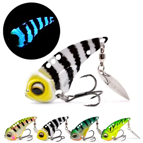 MZ55 60Metal Vib Lipless 블레이드 글로우 매미 Lure55 60mm 13g 17g 싱킹 테일 스피너 미끼 송어 퍼치 파이크 용 인공 태클