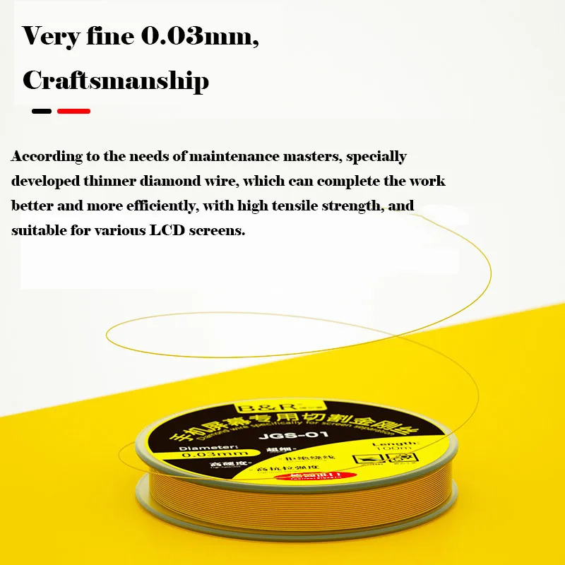 Top Hardness 0.03mm 100m Diamond wire cutting line  OLED Screen Separating Line High Toughness LCD Cutting  Phone Repair Tools