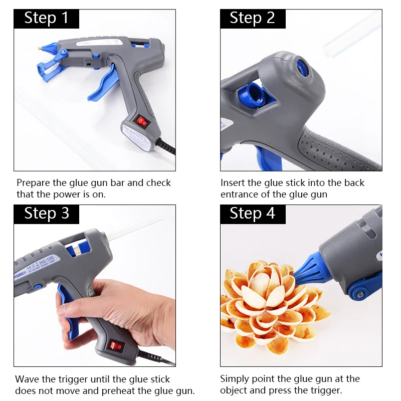 100W Hot Melt Glue Gun Set 11 Mm Glue Sticks 2mm Copper Nozzle Pliers Tweezers Kit Home DIY Thermal Glue Gun Repair Tools