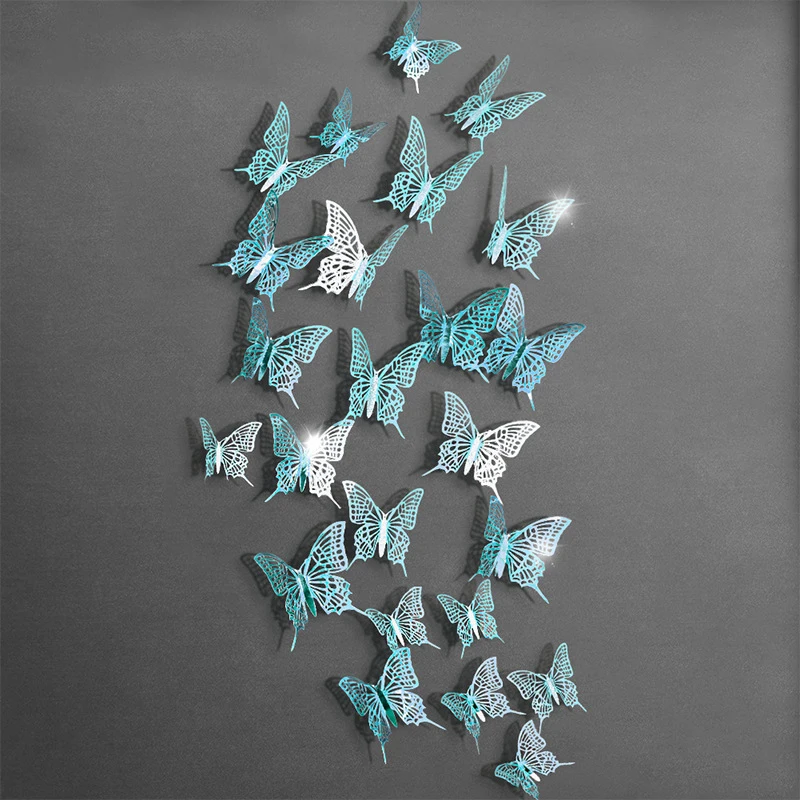 12pcs 3D Butterfly Wall Sticker Hollow Swallowtail Butterfly Wall Stickers for Wedding Decoration Living Room Window Home Decor