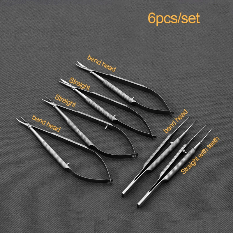 Ophthalmic Microsurgical Instruments 14ซม.กรรไกร + เข็มผู้ถือ + แหนบสแตนเลสเครื่องมือผ่าตัด