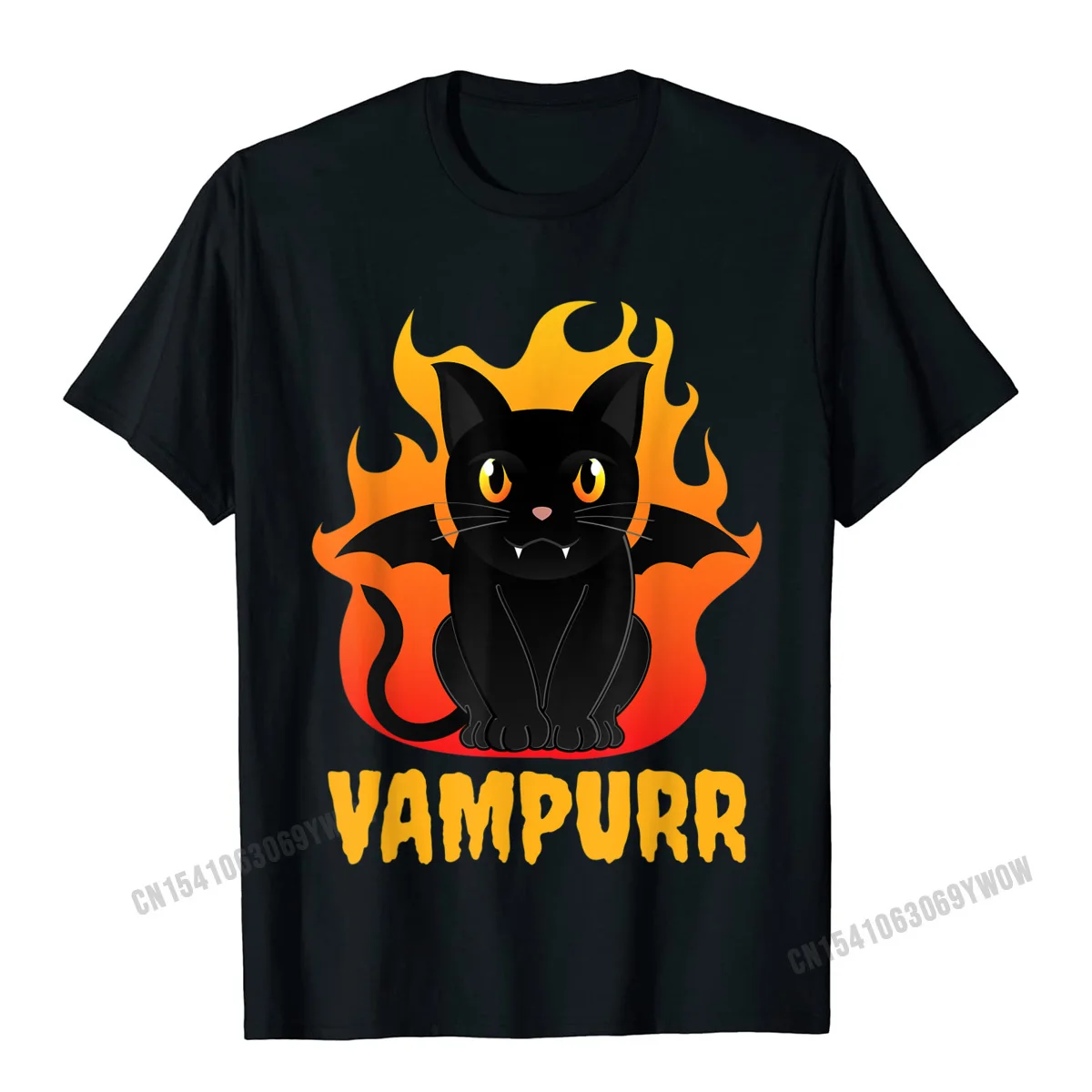 Vampire Cat Vampurr Halloween Costume Funny Kitten T-Shirt Camisas Men Retro Mens T Shirt Custom Tshirts Cotton Normal