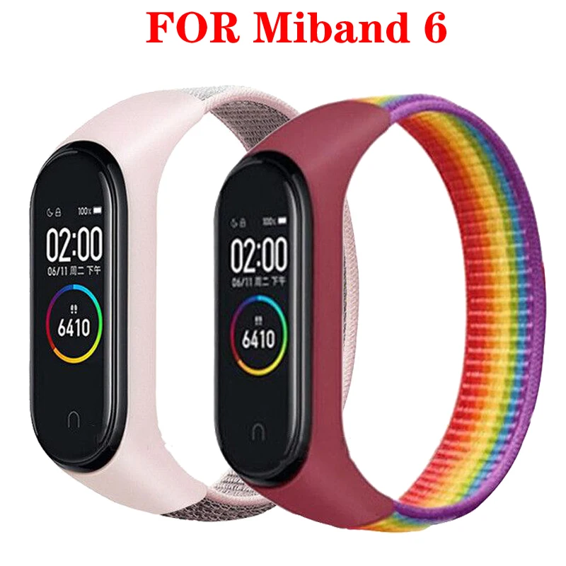 Loop Olahraga untuk Mi Band 6 5 Jam Tangan Tali Nilon Gelang Sabuk Pulsera Correa Gelang Tali Miband untuk Xiaomi Mi Band 4 3 Gelang