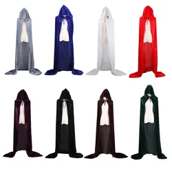 Adult Kid Halloween Costume Unisex Cosplay Death Cape Long Hooded Cloak Wizard Witch Medieval Cape Black White Red Coffee Blue