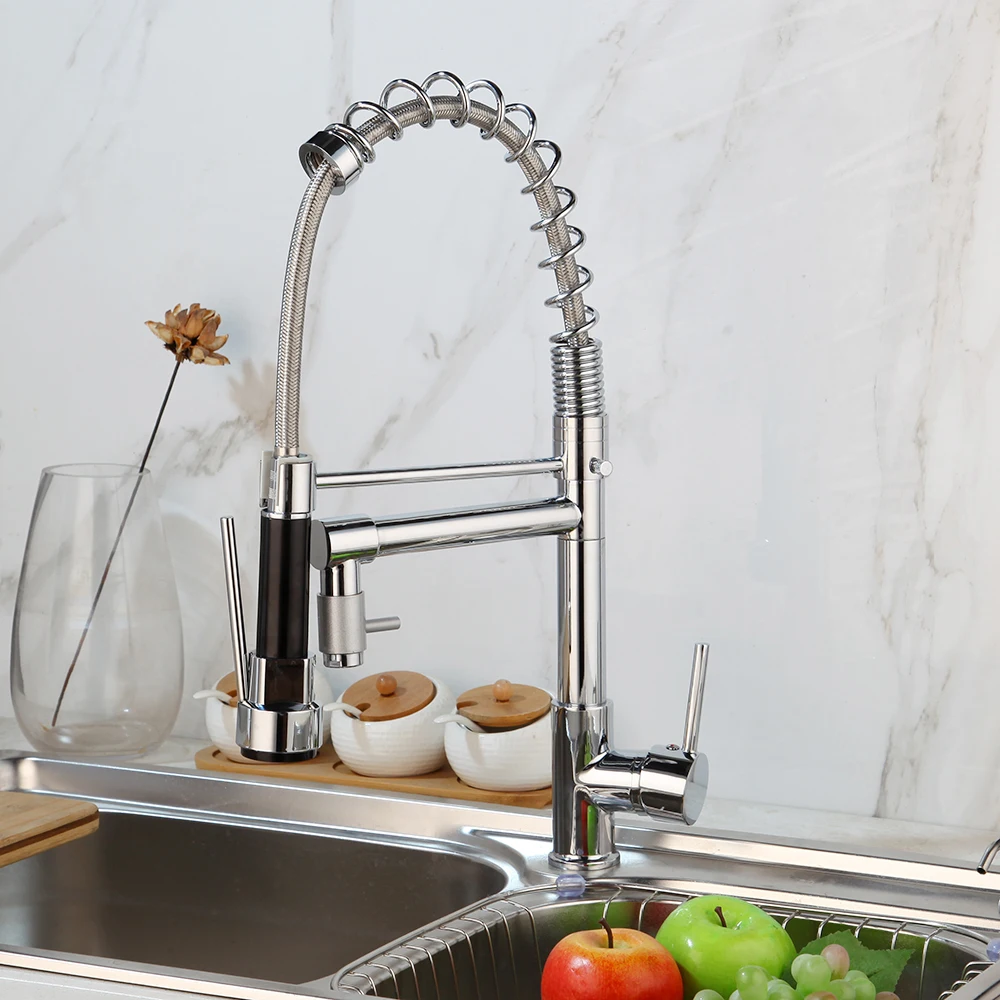 YANKSMART Chrome Gepolijst Keuken Pull Down Uitloop Streamen Sink Sproeier Kraan Badrandcombinaties Koud En Warm Mixer Water Tap