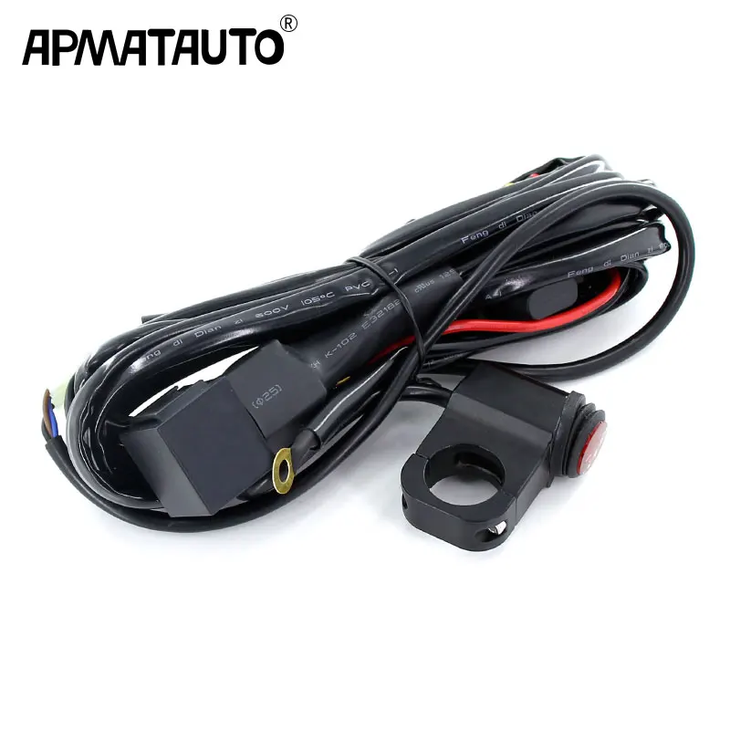 Apmatauto Motorbike car light Wire 12v 24v 15A Wiring Harness Relay Loom Cable Kit Fuse for Auto Driving Offroad Led Work Lamp