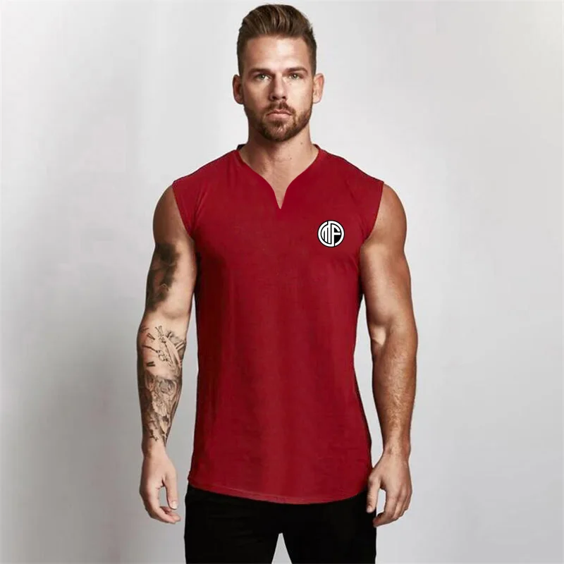 Entrenamiento nuevo para hombre moda deportiva Casual tanque superior cómoda ropa de gimnasio de culturismo Fitness camisetas sin mangas Chaleco con cuello en V