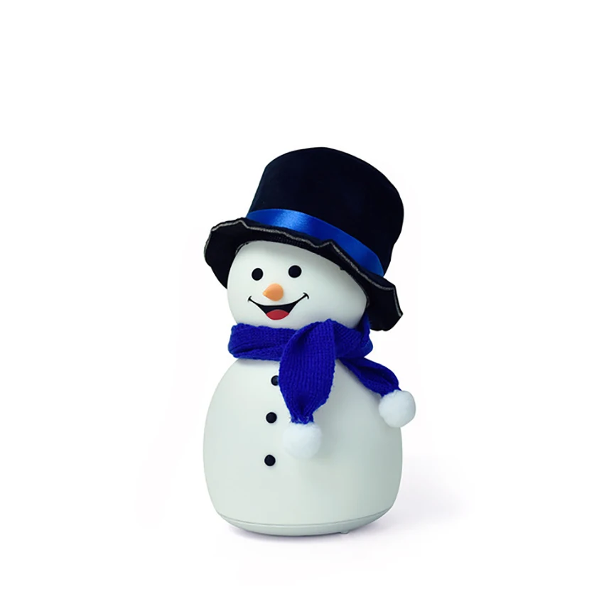 Snowman Music Night Light Lamp Gift, 7 Color Changing, Tap Control Portable Rechargeable Soft Silicone Table Lamp for Bedroom