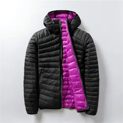 Piumino sottile ultraleggero invernale da donna giacche con cappuccio in piumino d'anatra bianco Double face cappotto caldo Parka capispalla portatile femminile