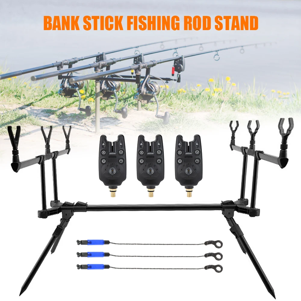 

Retractable Carp Fishing Rod Stand Holder Fishing Poles Pod Stand with Fishing Bite Alarms Fishing Bait Swinger Fishing Tackle