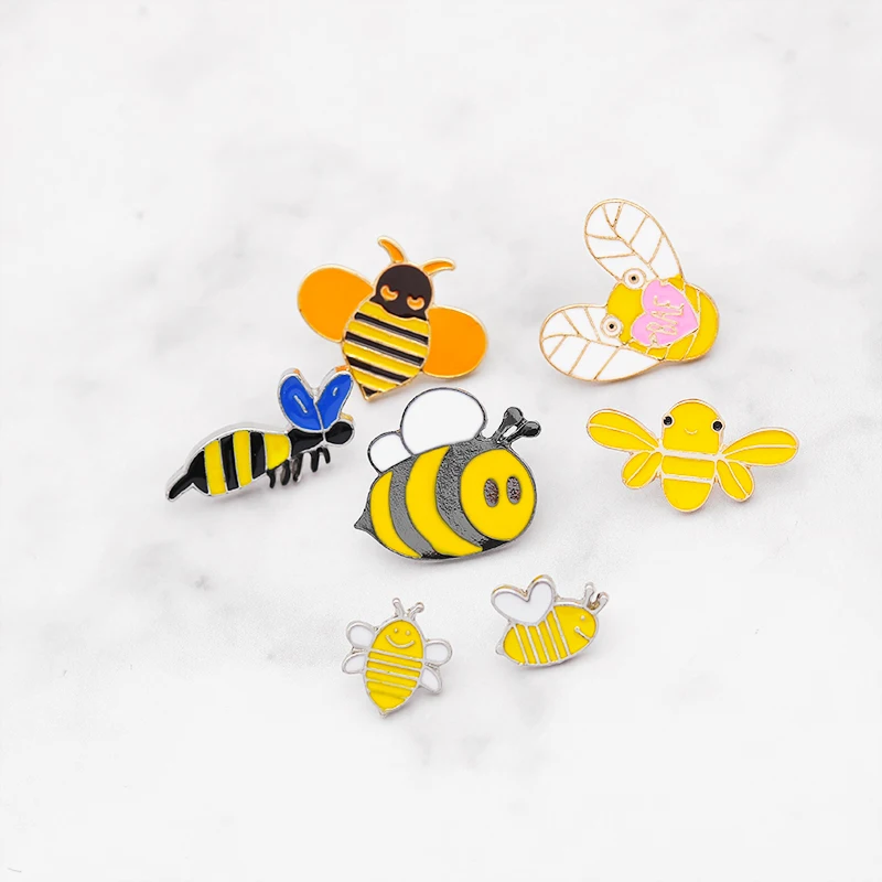 Animal Bee Honeybee Enamel Pins Collection Backpack Badges Cartoon Honey Bee Brooches Clothes Lapel Pin Jewelry Gifts For Kids