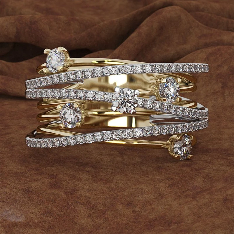 Anillo de diamantes de oro de 14K y 3 colores para mujer, Topacio, piedras preciosas de 1 quilate, Anillos de Bizuteria, joyería de plata 925, Anillos de diamantes de compromiso
