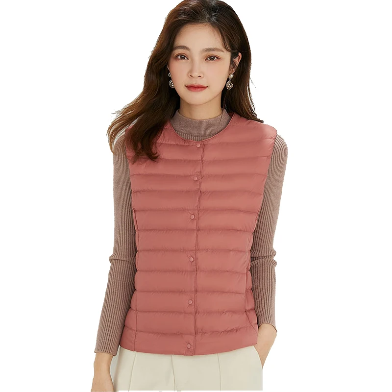 Spring Autumn Women Ultra Light 90% White Duck Down Vest Warm Winter Slim Waistcoat Under Parka Female Liner Portable Outwear