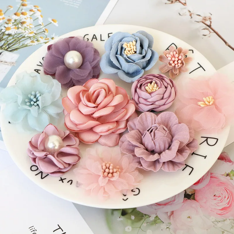 10 teile/satz mischen Stoff Blumen Simulation Blumen kopf Dekoration Blumen für DIY Zubehör – Detail 20