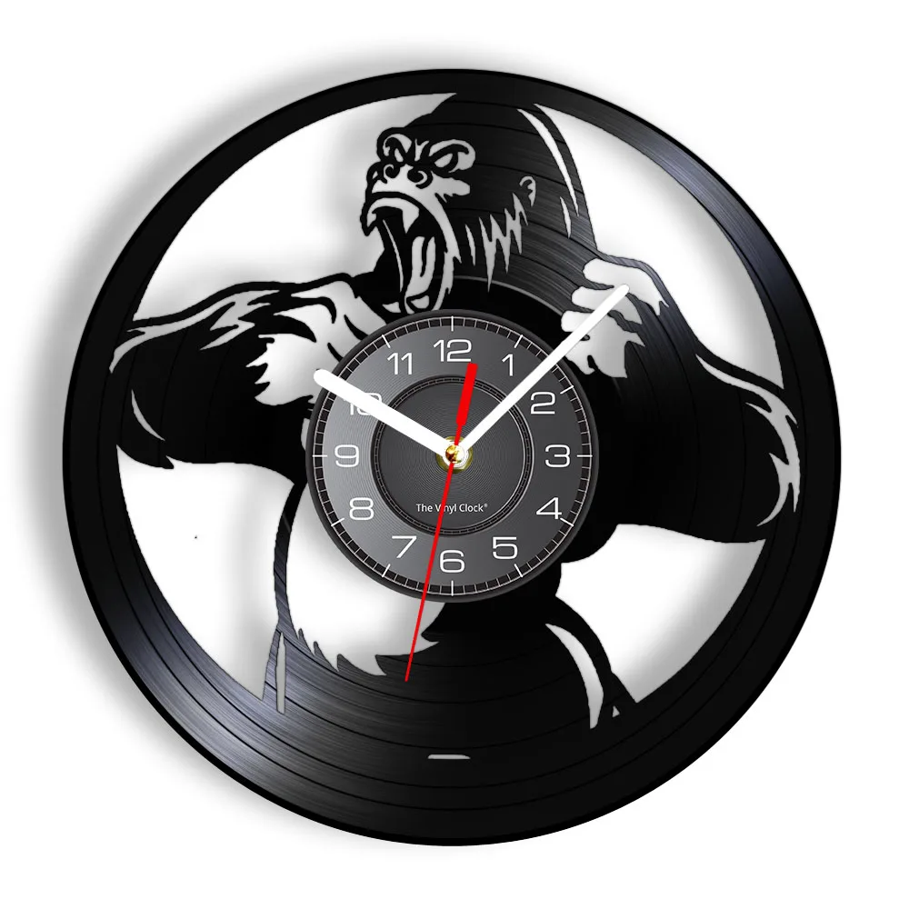 

Angry Ape Gorilla Movie Inspired Vinyl Record Wall Clock Giant Monster Artwork Kid Room Clock Screaming Monkey Vinyl Disk Crafts