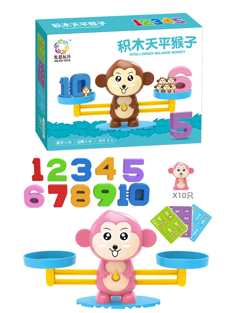 Montessori Baby Monkey Penguin Cow Digital Balance Scale Educational Early Education Toys  Math Toys for Kids Birthday Gifts