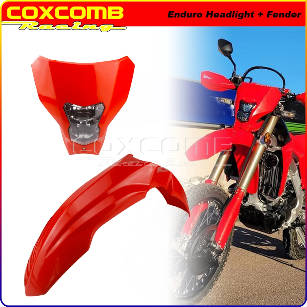 

For Honda CRF Dual Sport Redmoto E13 Headlight HI/LO Lamp Fairing Mask & Front Fender Motocross Enduro Mudguard for CRF 450 L XR