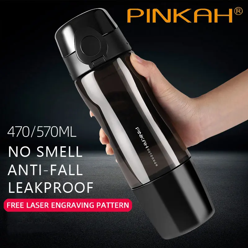 Pinkah 570ml Plastic Water Kettle Creative Leakproof Bottle Outdoor Sports Fitness Bottle Portable Pop-up Lid Tea Cup With Rope