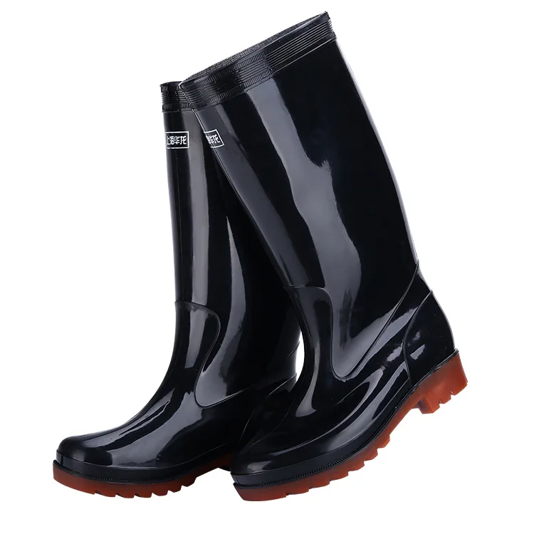 Men Rain Boots Soles with Steel Nails Outsole Waterproof Non - Slip Fishing Boots Rubber with Reflective Strip Safety dfv45