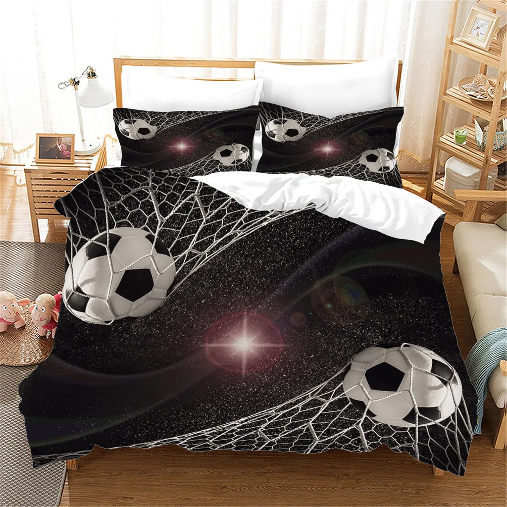 

3D Printed Soccer Bedding Set Fire Football Game Sports Duvet Cover Set Colorful Bed Linen Kid Boy Teen Decor Bedroom