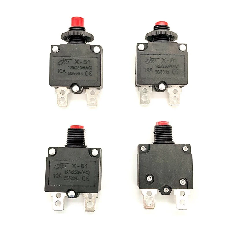 10pcs Current Overload Protectors AC 125/250V 10A Push Button Reset Circuit Breaker Car Styling