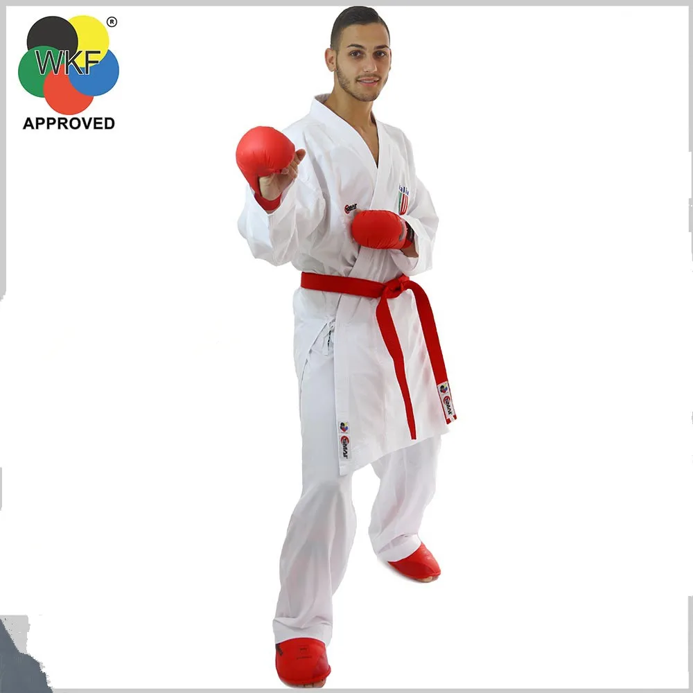 WKF certified Smai karate uniforms for beginners export original karate training clothing cotton twill fabric with a white belt