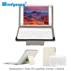 Wireless Bluetooth Keyboard with Leather Case For IOS Android Windows Universal Tablet Detachable Magnetic Leather Case Keyboard