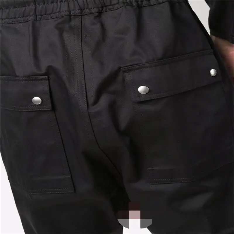 Men\'s Casual Shorts Sports Pants Beach Pants Summer New Black Elastic Waist White Rope Design Slim Straight Leg Shorts