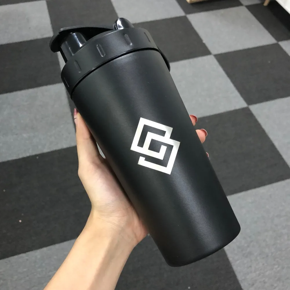 Custom Logo Stainless Steel Protein Shaker with Mixing Ball BPA Free Water Bottle Leakproof Gym Tumbler Mixer Sport Drink Bottle