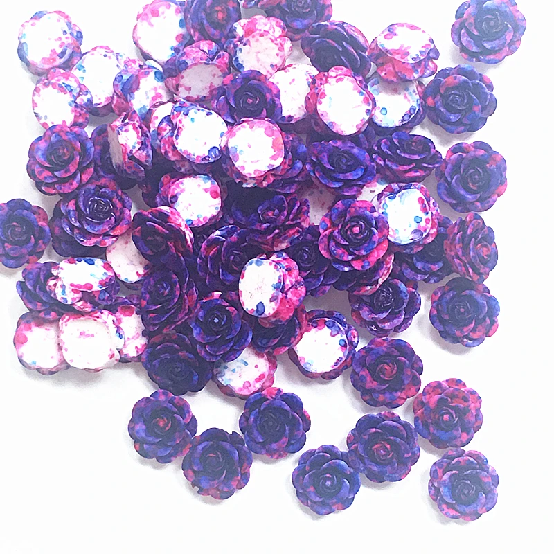 

100Pcs 14mm Resin Flowers Decorations Crafts Flatback Cabochon Embellishments Diy Accessories