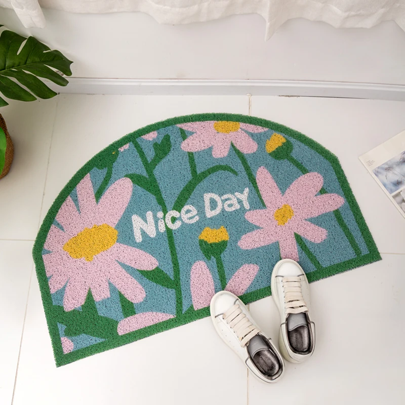 

Flower Pattern PVC Non-slip Home Door Mats Kitchen Mat Bath Mat Custom Entrance Door Mat Carpet Indoor Outdoor Decor Mats Carpet