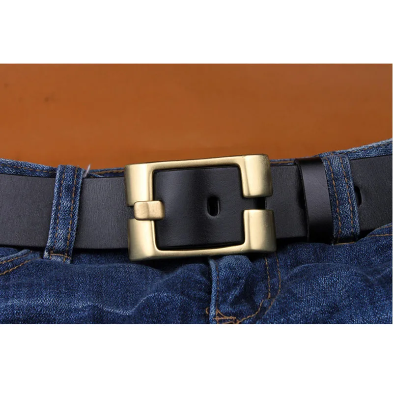 Men's Casual Pure Leather Wide Pin Buckle Retro Belt Italian Leather Genuine Leather Belt Jeans belt