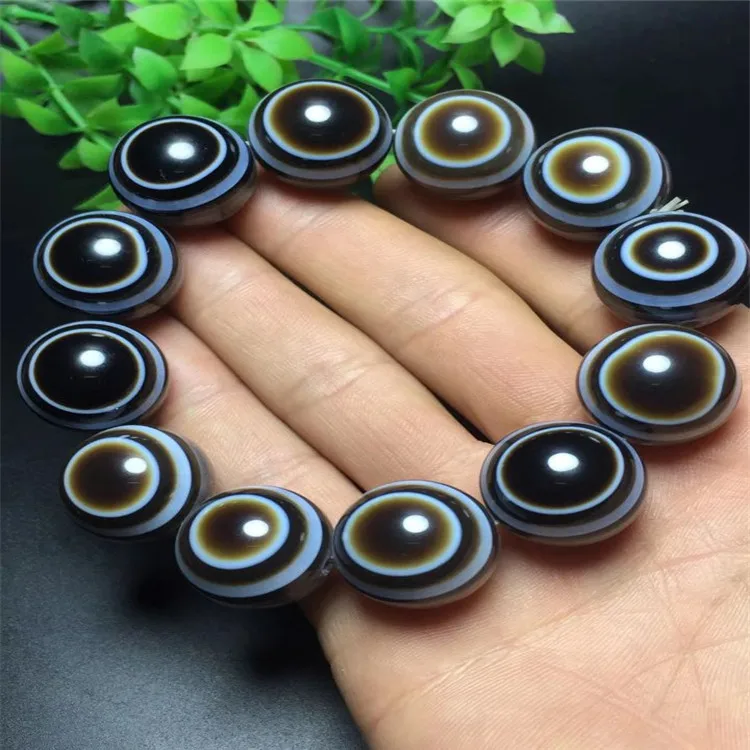 Natural black agate bracelet jade bracelets bangles Sky Eye First-line Pharmacist 18mm round beads jade jewelry