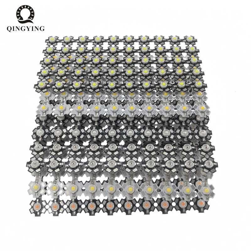 50 sztuk 1W 3W diody LED dużej mocy zimne/ciepłe białe/czerwone/zielone/niebieskie/żółte 660nm 445nm Źródło światła do uprawy roślin z 20mm gwiazdą PCB