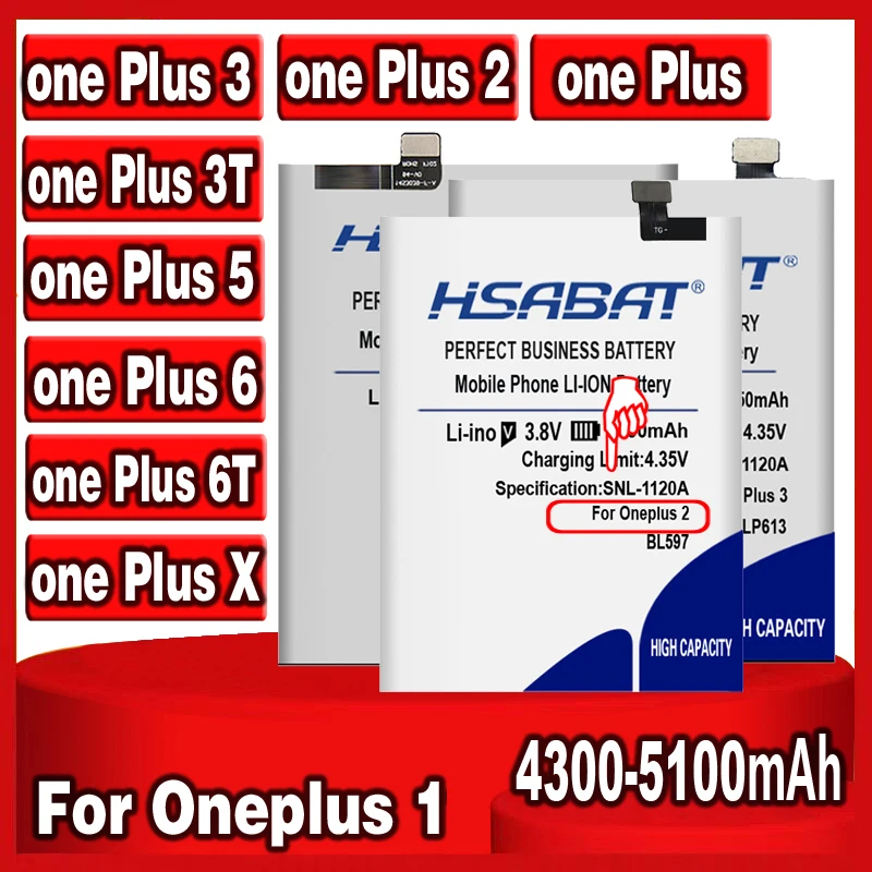 HSABAT BLP633 BLP637 BLP571 BLP597 BLP613 BLP607 BLP657 BLP685 Battery for Oneplus 1+ 1 + for one Plus 2 3 5 6 6T X 3T A3010