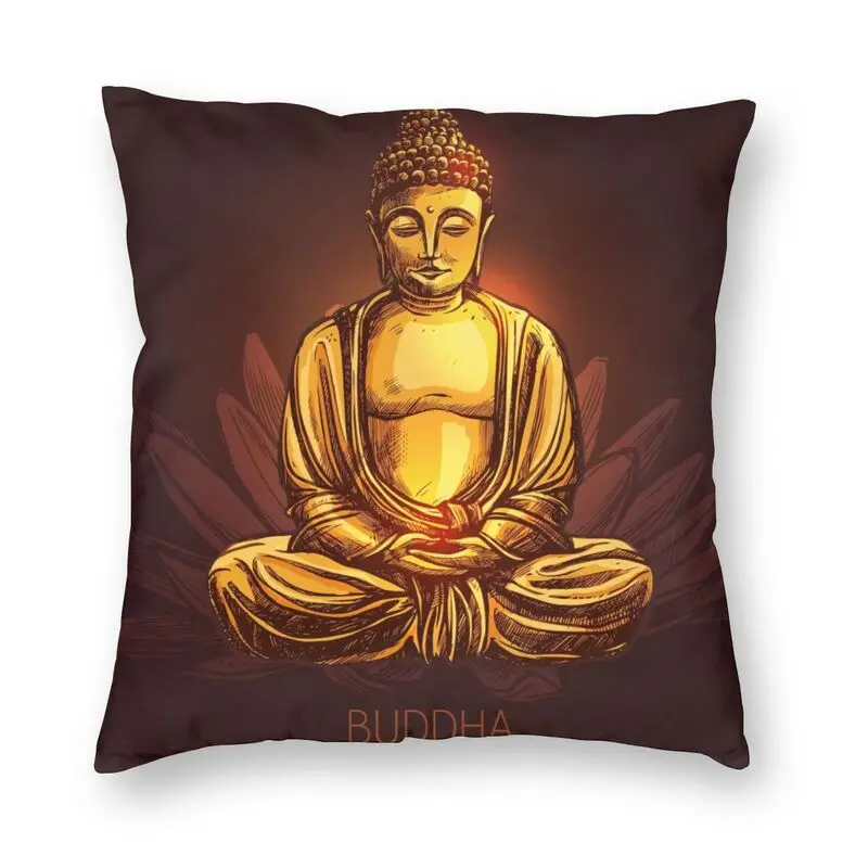 Buddha Lotus Meditating Throw Pillow Cover Home Decor Buddhism Buddhist Zen Spiritual Cushion Cover 40x40 Pillowcover for Sofa